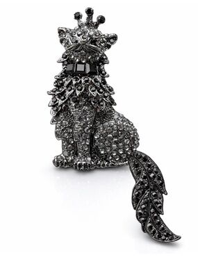 Black Cat Brooch - Elegant Crystal Pin